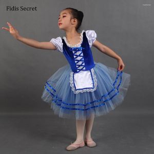 Scene Wear Child Royal Blue Peasant Romantic Ballet Tutu Girls Giselle Performance Dress Ballerina Professional Dance Costumes