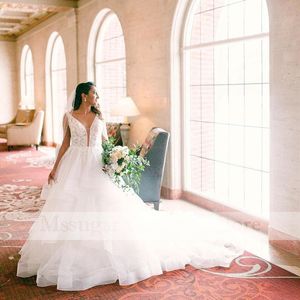 Wedding Dress Other Dresses Generous White Bride A-line Lace Appliques V-neck Long For Women Abito Da SposaOther