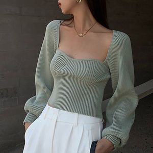 Женские свитера -квадратные воротнички с длинным рукавом женский свитер.