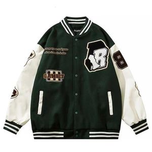 Giacche da uomo American Retro Hip-Hop Lettera Giacca ricamata Cappotto Uomo Street Fried Street Tessuto di lana Uniforme da baseball Unisex Giacca Joker 230203