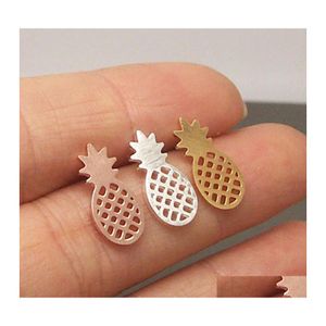 Stud Cute Hollow Pineapple Ear Gold Sier Rose Women Fruit Shape Earrings For Girls Fashion Jewelry Gift Drop Delivery Otuqt