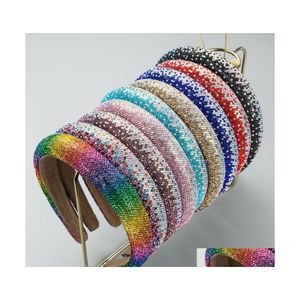 Headbands Fashion Women Headband Shining Fl Rhinestone Paved Hairband Baroque Turban Hair Accessories Drop Delivery Jewelry Hairjewel Dhhqn