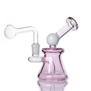 Partihandel 14mm kvinnlig glasb￤gare bong f￤rgglad bubblare vatten bongs tjocka ￥tervinnare vattenr￶r oljerigor vattenpipa med sk￥l och manlig glasoljebr￤nnare r￶r