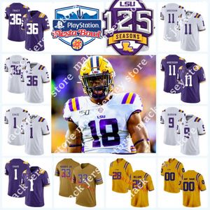 NCAA Custom LSU Tigers сшил футбольный майк 80 Джек Бех 18 Дамон Кларк 77 Марлон Мартинес 31 Кэмерон Льюис 12 Алекс Адамс 61 Кэмерон