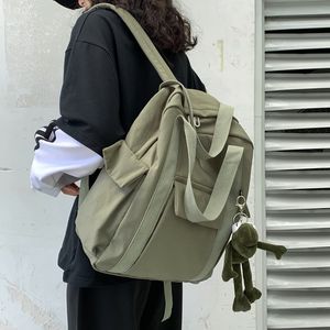 Backpack HOCODO Solid Color WomenS Waterproof Nylon Simple School Bag For Teenage Girl Shoulder Travel 230204