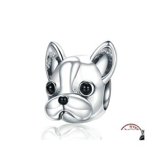 Silver 925 Sterling Sier Loyal Partners French Bldog Enamel Doggy Animal Big Hole Beads For Women Charm Bracelets Dog Jewelry Making Oty7Q