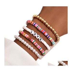 P￤rlstr￤ngar bohemian mticolor p￤rla mjuk y p￤rlstav f￶r kvinnor mode colorf strandarmband par smycken g￥va 5 st/set dro otyhs