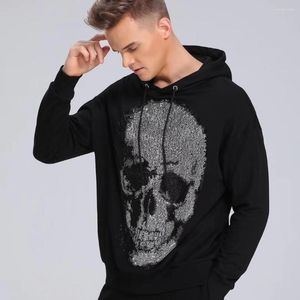 Herrtröjor pp väska packa! Duyou Vintage Men's Big Crystal Shine Skull Graphic Pullover Hoodie Sweatshirt Brand Clothing for Man