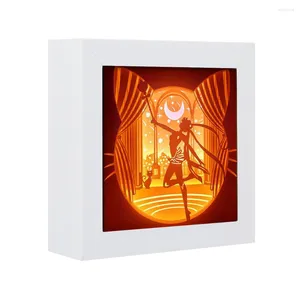 Night Lights Paper Cut Light Box Anime Shadow Sailor Moons Girl Lamp Usb Led Sleeping Table Cute Room Decor Gifts