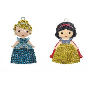 Hanger kettingen Fairy Style Blue Rhinestone Princess met geel klein meisje