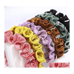 Headbands Fresh Style Flower Brim Fashion Head Hoops Bezel Rims Women Ladies Fabric Headwear Pressure Solid Headband Hair Accessorie Dhdlm