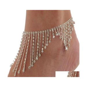 Anklets Bridal Anklet Foot Jewelry Beach Wedding White Crystal Rhinestones Butterfly For Women Fashion Drop Delivery Otkdx