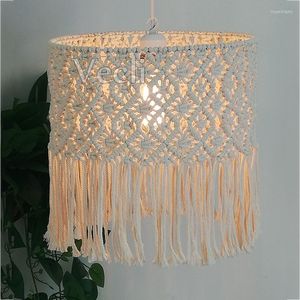 Pendant Lamps Nordic Bohemia Chandelier Lampshade Cotton Rope Tapestry Bedroom Model Room Decorative Modern Lighting Fixture