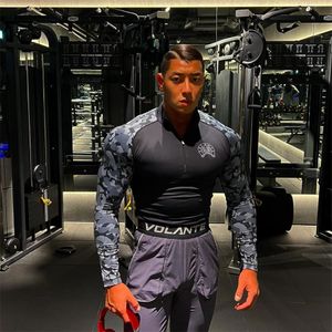 Men's T-Shirts Men Skinny Long sleeves t shirt Gym Fitness Bodybuilding Elasticity Compression Quick dry Shirts Male Workout Tees Tops Clothing 230204