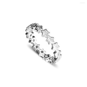 Pierścienie klastra Starshine Authentic 925 Sterling-Silver-Jewelry z przezroczystą CZ