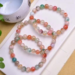 Strand Natural Gem Blossoms Cherry Agates Stone Pärlor för smycken som gör DIY -armband Halsband Charm runda lös 7,5 mm