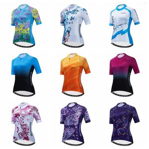 Racingjackor 2023 Cycling Jersey Women Cykel MTB Top Summer Road Mountain Shirt Kvinnliga cykelkläder Uniform Purple