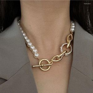 Catene Punk multistrato in metallo con chiusura a levetta collana di perle girocollo 2023 per gioielli da donna con collane con monete barocche