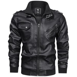 Men's Fur & Faux Mens Leather Jackets Motorcycle Stand Collar Zipper Pockets Male US Size PU Coats Biker Fashion Outerwear EU