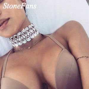 Spanok Stonefans Ins Seksi Tam Kristal Yaka Kolye Kadınlar Charm Bling Rhinestone Geometrik Kısa Moda Takı Chokers