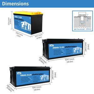 LifePO4 Battery 12V Build in BMS 200AH 100AH ​​Célula de fosfato de ferro de lítio 100AH ​​para motocicletas de scooter elétrica Hoverboar