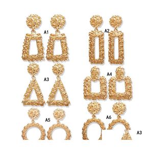 Dangle Chandelier Bohemian Big Geometric Statement Earrings For Women Gold Rose Metal Hanging Drop Fashion Jewelry In Bk Delivery Ot3Gb
