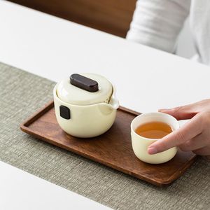 Tallrikar 1pc Acacia Wood Serving Tray Square Rectangle Breakfast Sushi Snack Bread Dessert Cake Plate With Easy Carry Grooved Hand