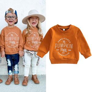 T-shirts Focusnorm 0-6y Halloween Kids Girls Boys Thirt T Shirts Pumpkin Letter Printing Long Sleeve Pullover Outwear 230203