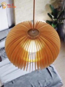Подвесные лампы японские винтажные тыквенные деревянные светильники