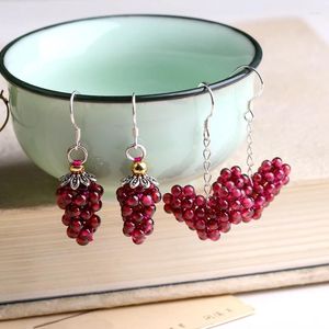 Bolzenohrringe ein Paar Red Granat Round Drop und Heart Hook Wholesale Perlen FPPJ