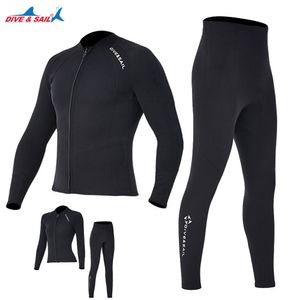 Wetsuits Drysuits Dive sail 2mm Premium diving suit for men women wetwuit pants Split body jacket-pants Neoprene Swimwear black keep Warm Black 230203