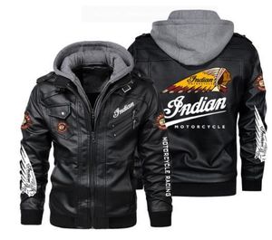 남자 재킷 폭격기 인디언 모토 가죽 가을 캐주얼 오토바이 PU 재킷 바이커 코트 브랜드 의류 EU 크기 230204