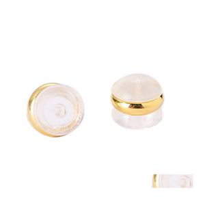 Earring Back Backs Padded Mushroom Copper Plated Rubber Sile Round Ear Plug Blocked Caps Stoppers For Diy Jewelry Findings Making Dr Otsvq