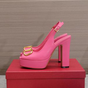 piattaforma tacchi grossi delle donne scarpe eleganti sandali cinturino alla caviglia fibbia diapositive peep toes scarpe eleganti con tacco da festa tacco largo in vera pelle calzature da donna