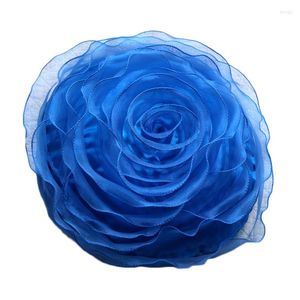 Pillow Satin Organza Rose Embroidery Round Lover Gifts Home Wedding Decoration Flower Hand