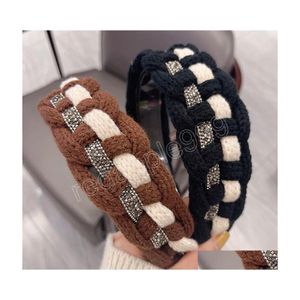 Headbands Fashion Women Headband Wide Side Knitted Hairband Winter Handmade Braided Turban Girls Hair Accessories Drop Delivery Jewe Dhbcs