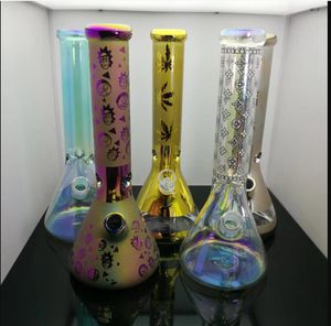 Glasrohre Raucherherstellung handgeschossiger Shisha Classic Classic Electroplated Glass Zigarettensets Bongs, 35 cm hoch