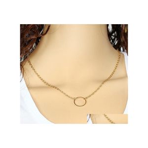 Подвесные ожерелья богемия кружок уникальный очаровательный батончик ожерелье Lariat Women Gift Sier Gold Long Drop Delive Jewelr Otz3t