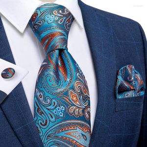 Bow Ties Teal Blue Red Paisley Slips Accessories 8cm Silk Business Wedding Tie Set Pocket Square Cufflink Cravat Men's Gift Dibangu