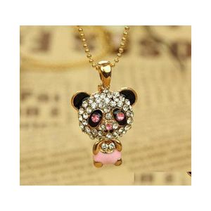 Pendant Necklaces Diamond Necklace Sweater Chain Cute Female Panda Jewelry Yzedibleshop Drop Delivery Pendants Dhecs