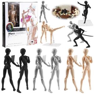 Action Toy Figures Shfiguarts Body Kun Dx Set Moverble Figure Body Kun / Body Chan Gray / Orange Color Ver PVC Action Figure Collectible Model Toy 230203