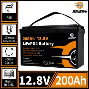 新しい12V 200AH LifePO4バッテリーパックビルトインBMS 4000サイクルソーラーパワー用リチウム鉄リン酸バッテリーRVカーゴルフカートボート