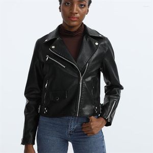 Women's Jackets Women Leather Casual Biker Coat Motorcycle Jacket Outerwear Faux PU Basic