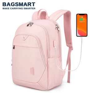 Ryggsäck Bagsmart S för kvinnor College School Bag 175 156 Notebook Travel Laptop Computer With USB Charging Port 230204