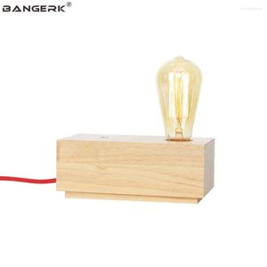 Table Lamps Loft Decor Vintage E27 Base Wooden Desk Lamp Button Switch Plug 110V/220V Edison LED Lights For Bedroom Living Room