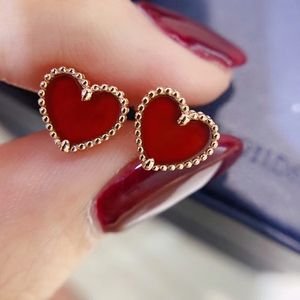 Clover VAN Brand Stud Earrings Love Red Heart Rose Gold Rings Necklace Bracelet Jewelry gr541123
