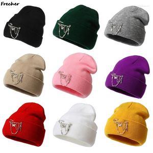 Berets Women Slouchy Beanies Hats With Butterfly Chain Decor Winter Warm Hip-Hop Headwear Streetwear Caps Girls Fashion Party Hat