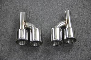 Motorcycle Exhaust System Pair H Style 76mm Outlet 304 Silver Stainless Steel Car Muffler Tips For Universal Double Pipe