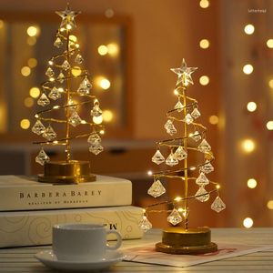 Night Lights Gold Sliver Crystal Diamond Christmas Tree Table Lamp Light For Bedside Bedroom Decora Gift Battery Powered 2#