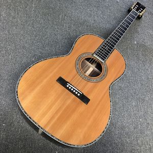 Custom-Gitarre, Decke aus massivem Rotkiefer, Griffbrett aus Ebenholz, Seite und Boden aus rotem Holz, hochwertige 39-Zoll-Akustikgitarre der ooo-Serie